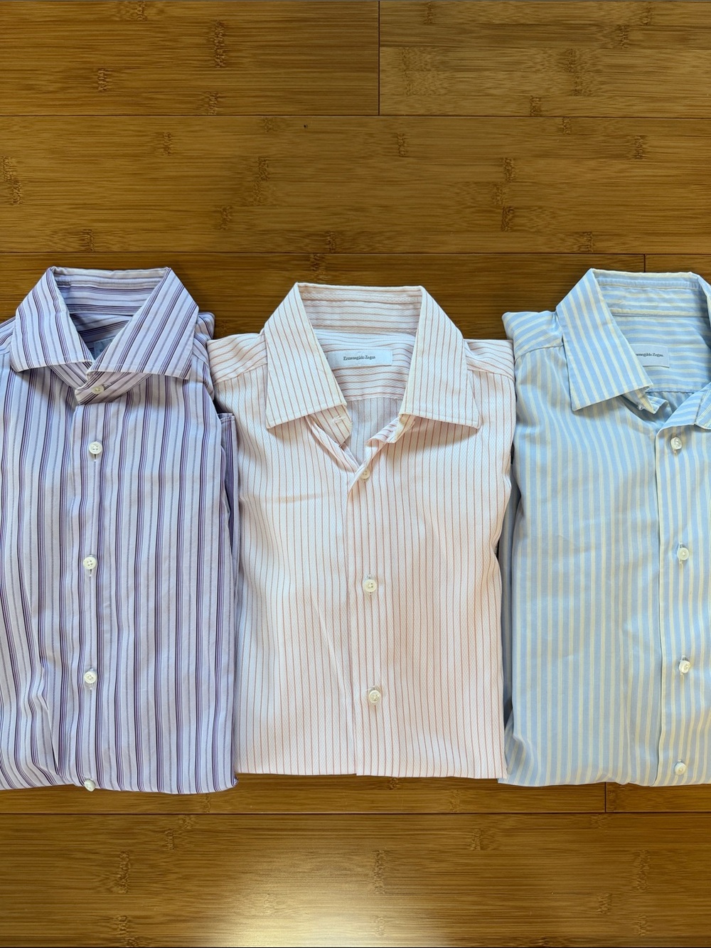 Ermenegildo Zegna Striped Dress Shirts in Lilac, Pink & Light Blue